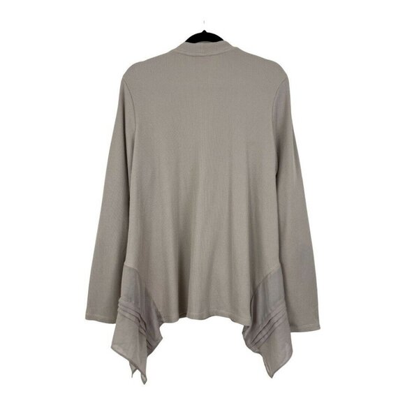 LOGO Womens Size L Beige Tie Front Langenlook Textured Cardigan - Picture 3 of 4